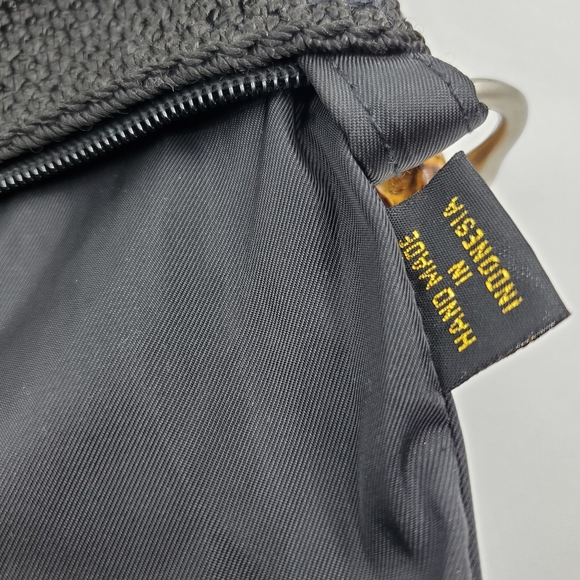 The Sak Black Crochet Wooden handled Tote Bag with Silver Hardware - Picture 7 of 7